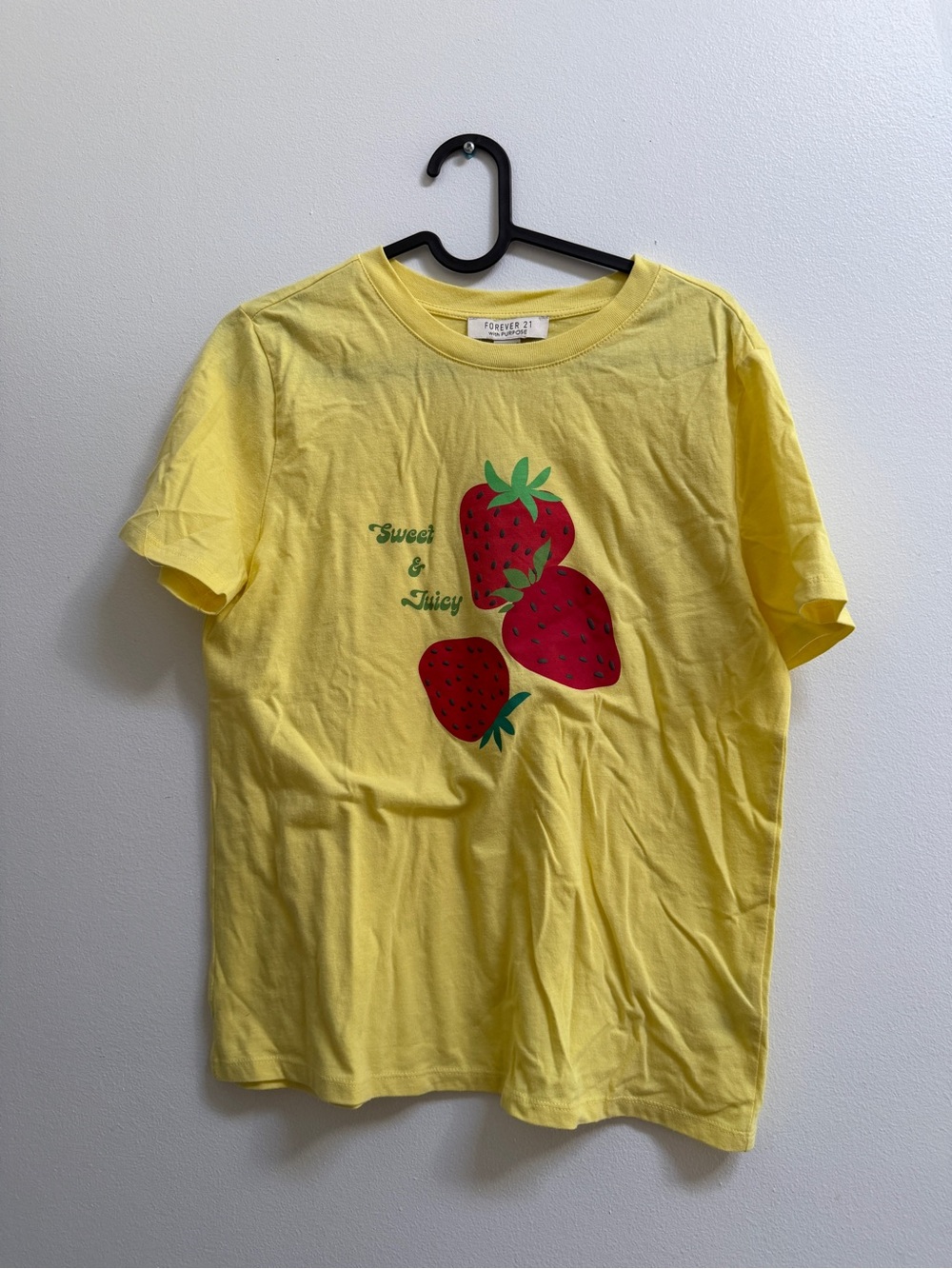 Forever 21 Yellow Strawberry Graphic Tee
